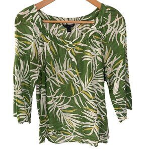 Banana Republic Womens 100% Cotton Popover Top Size S Tropical Coastal Beachy